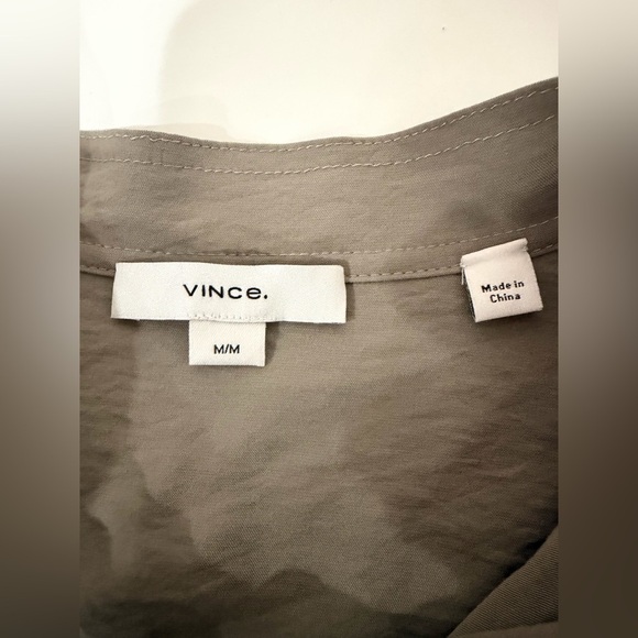 Vince Olive Green Women's Utility Long-Sleeve Tie-Neck Blouse size M - Picture 7 of 9